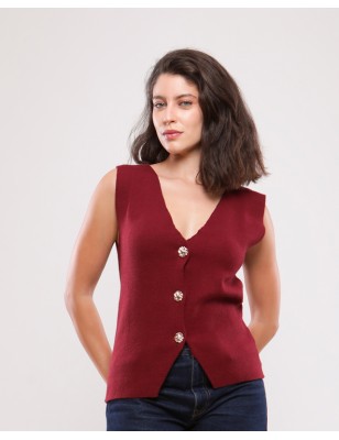 TOP EN MAILLE BOUTONS DORÉS URVI