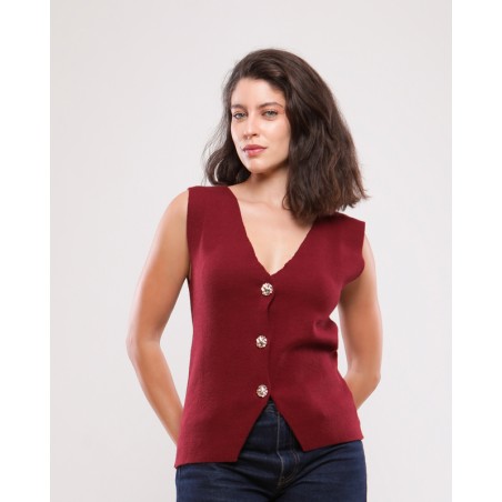 TOP EN MAILLE BOUTONS DORÉS URVI