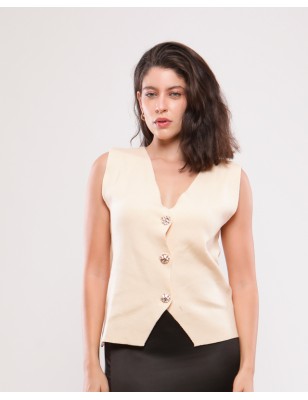 TOP EN MAILLE BOUTONS DORÉS URVI