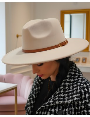 Chapeau FEDORA  en feutrine et cuir