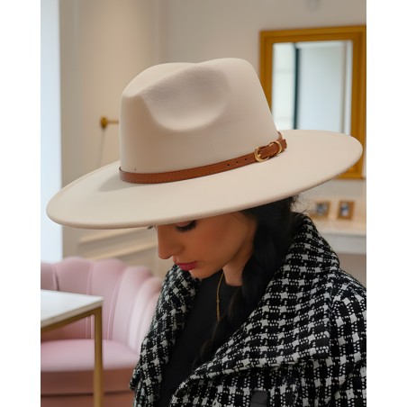 Chapeau FEDORA  en feutrine et cuir