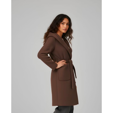 Manteau femme à capuche ceinturé ESTELLE