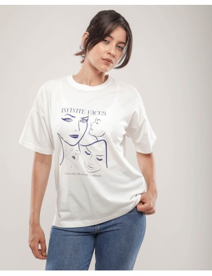 T-shirt motif visage Femme