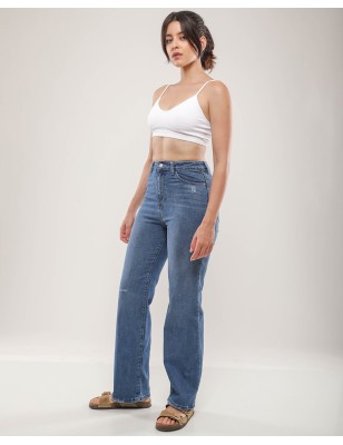 Jean Large Femme Bleu Foncé