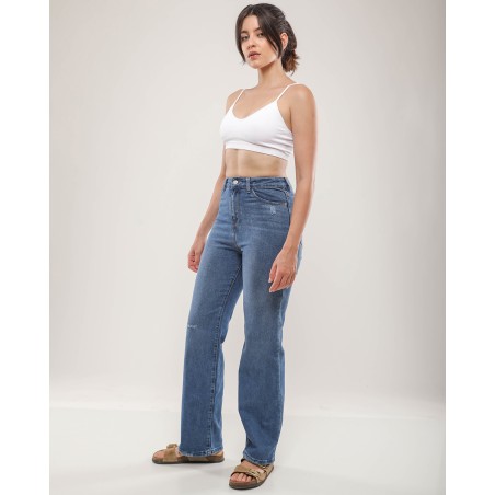 Jean Large Femme Bleu Foncé