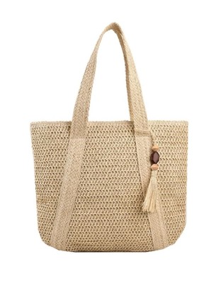 Sac cabas en raphia avec pompon