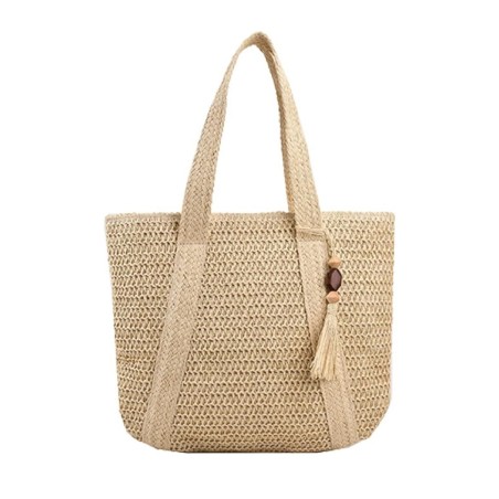 Sac cabas en raphia avec pompon