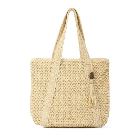 Sac cabas en raphia avec pompon