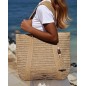 Sac cabas en raphia avec pompon