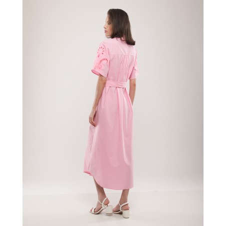 Robe chemise brodée en popeline