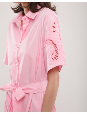 Robe chemise brodée en popeline