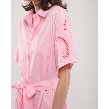 Robe chemise brodée en popeline