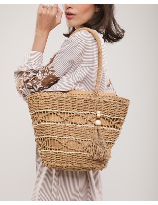Sac couffin en rotin tressé avec doublure