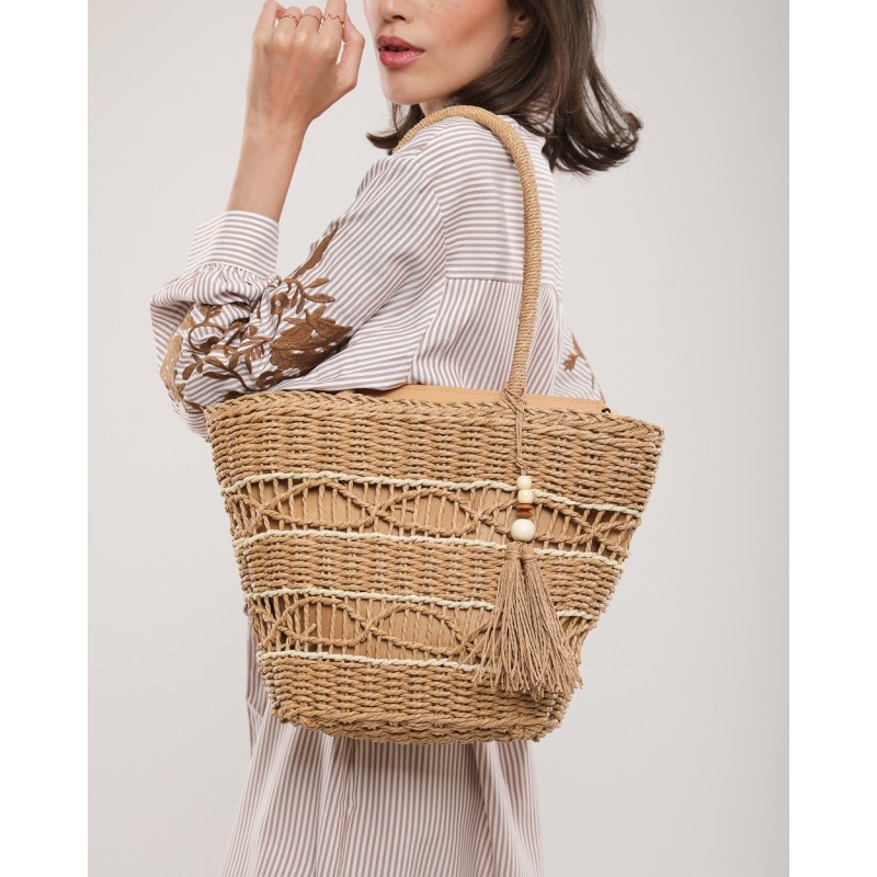 Sac couffin en rotin tressé avec doublure