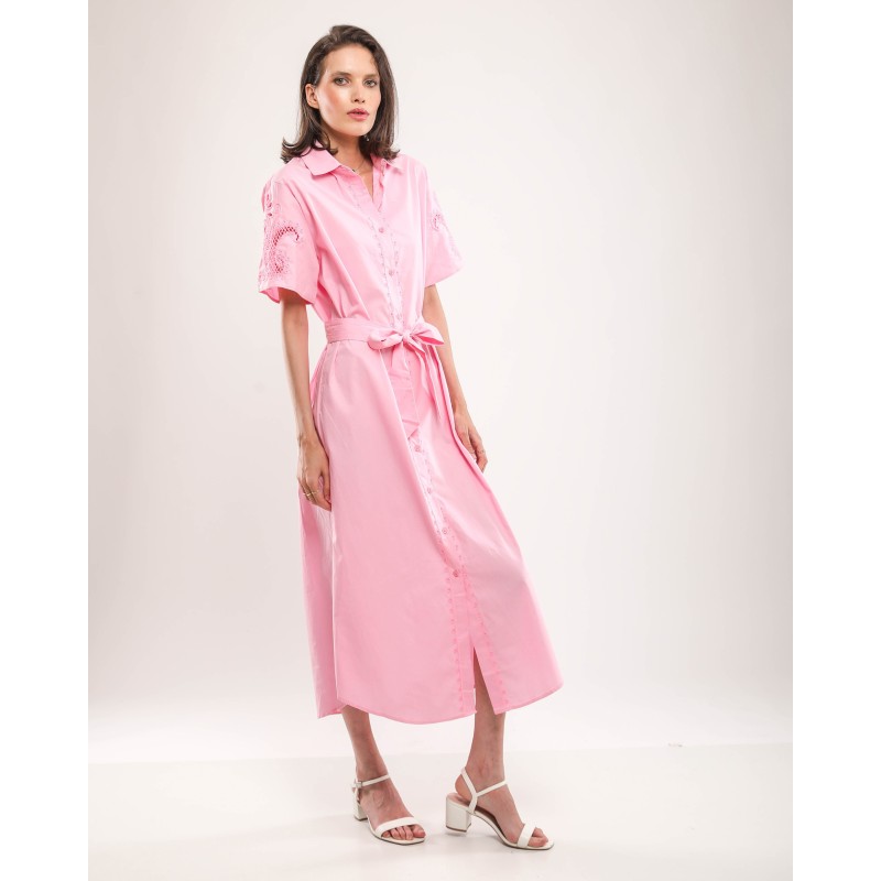 Robe chemise brodée en popeline Robe chemise brodée en popeline