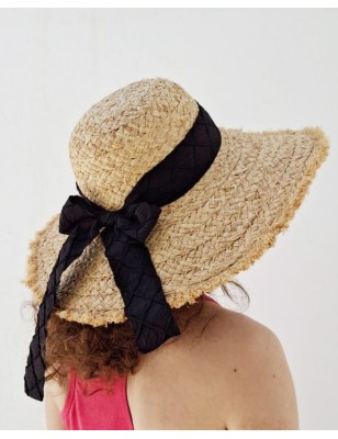 copy of Chapeau en raphia naturel avec ruban en toile