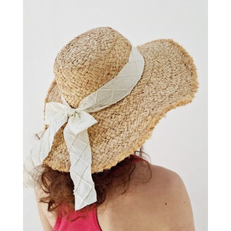 copy of Chapeau en raphia naturel avec ruban en toile