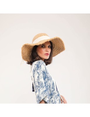 copy of Chapeau en raphia naturel avec ruban en toile