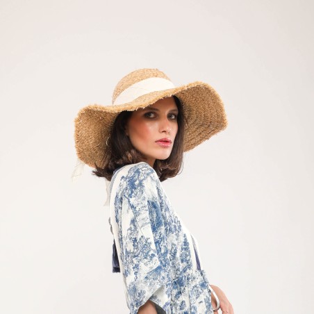 copy of Chapeau en raphia naturel avec ruban en toile