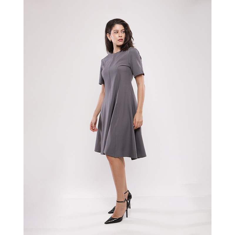 Robe MARELLE évasée à manches courtes