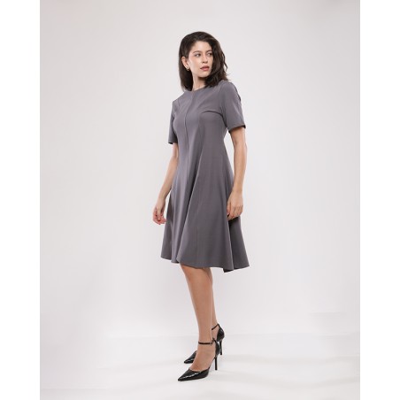 Robe Marelle évasée à manches courtes