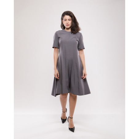 Robe Marelle évasée à manches courtes